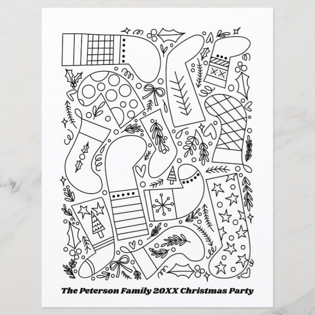 Page de coloriage de Noël du texte personnalisé (Devant)