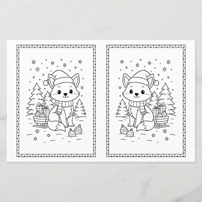 Page de coloriage de Noël Enfants Renard bébé (Devant)