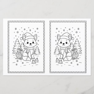 Page de coloriage de Noël Enfants Renard bébé