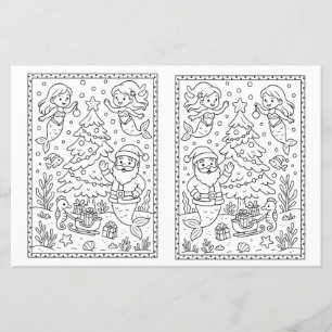 Page de coloriage de Noël pour enfants Mermaids & 