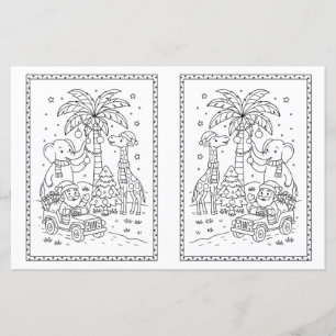 Page de coloriage de Noël pour enfants Safari Anim