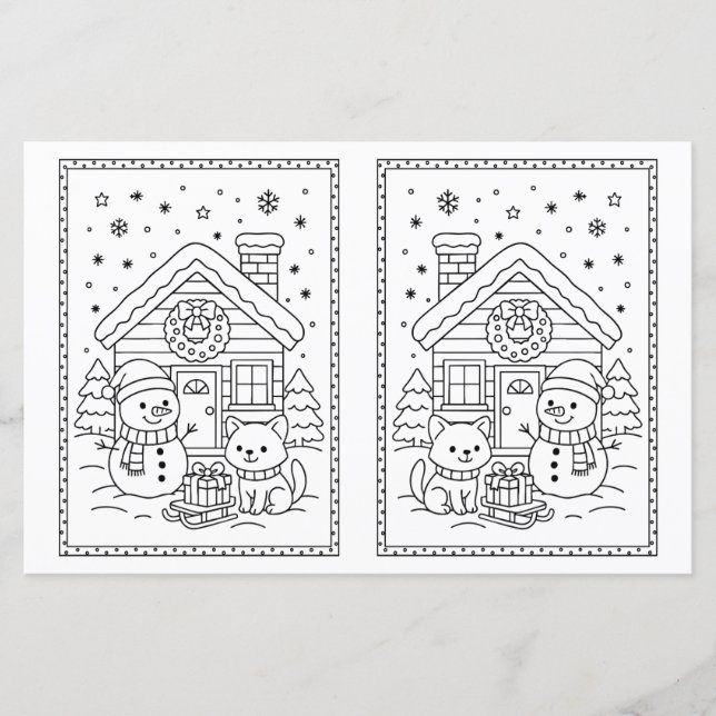 Page de coloriage de Noël pour enfants Snowman (Devant)