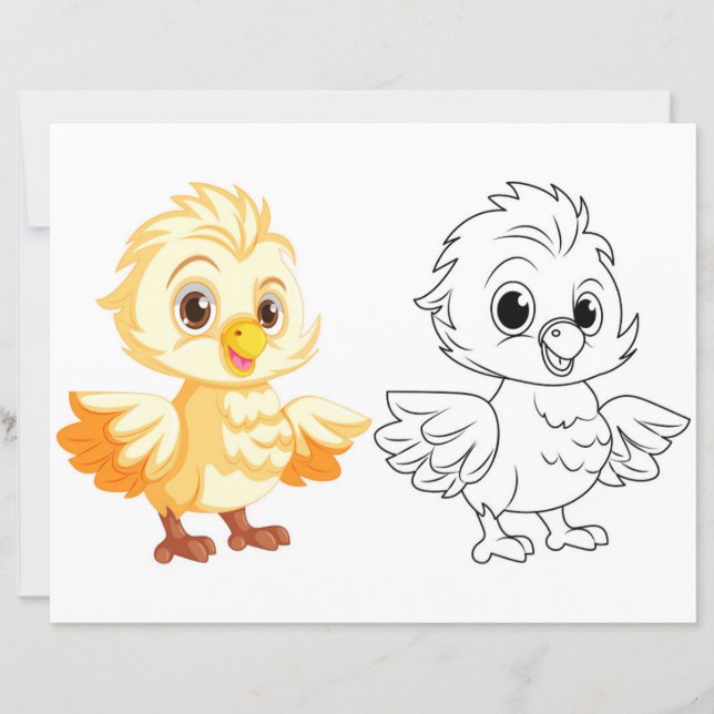 Page de coloriage de poussin mignon doodle (Devant)