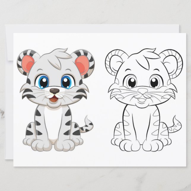 Page de coloriage de tigre mignon (Devant)