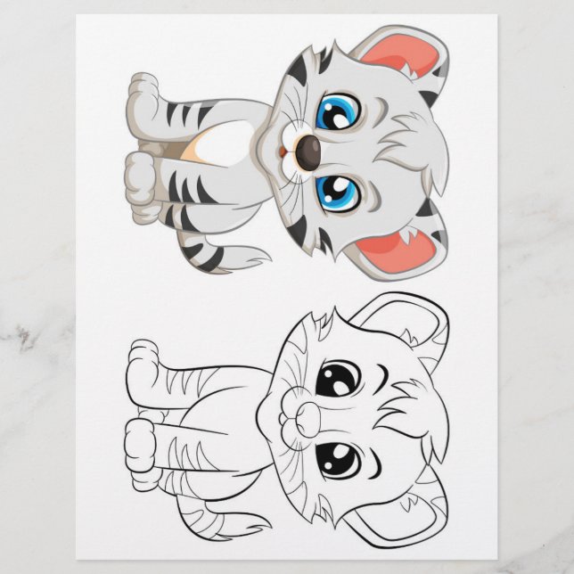Page de coloriage de tigre mignon (Devant)