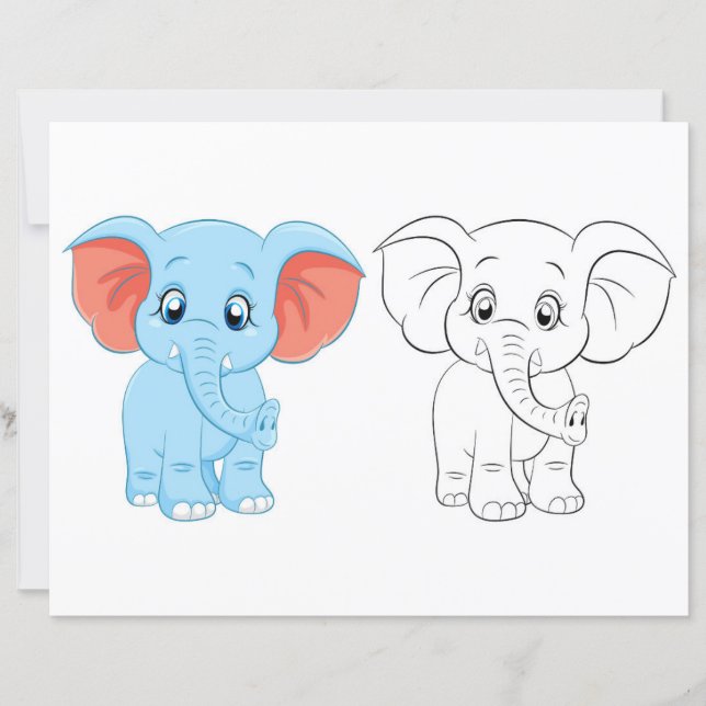Page de coloriage d'éléphant de dessin mignon (Devant)