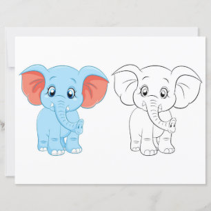 Page de coloriage d'éléphant de dessin mignon