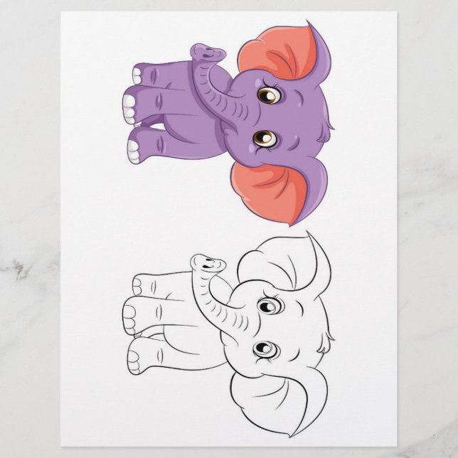 Page de coloriage d'éléphant de dessin mignon (Devant)