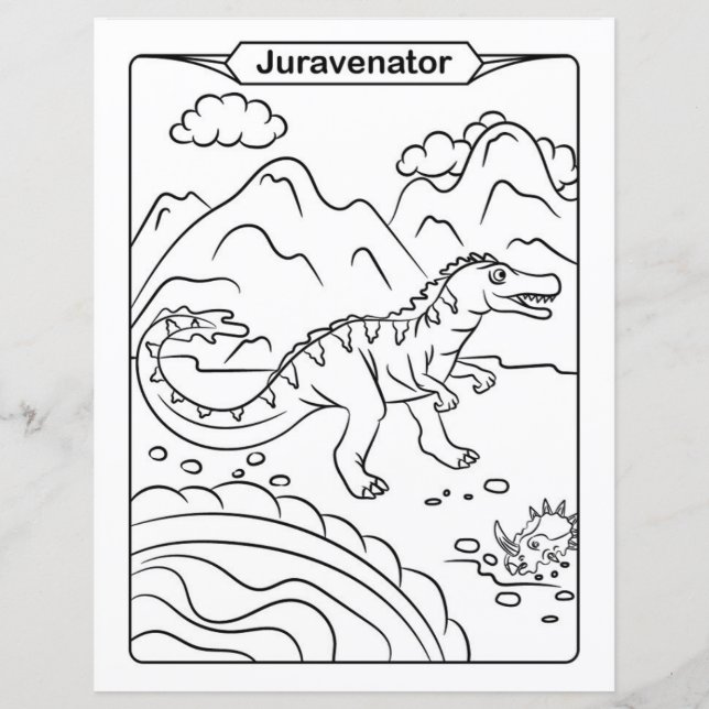 Page de coloriage des dinosaures - Juravenator (Devant)