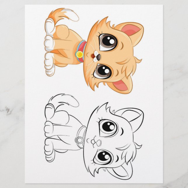 Page de coloriage du chat mignon (Devant)