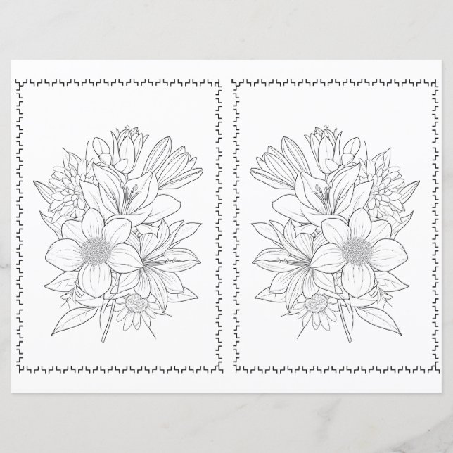 Page de coloriage facile florale élégante (Devant)
