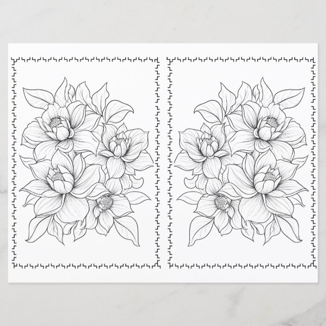 Page de coloriage facile florale élégante (Devant)
