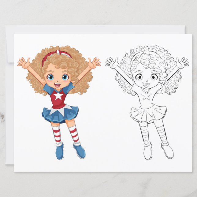 Page de coloriage fille danse mignonne (Devant)