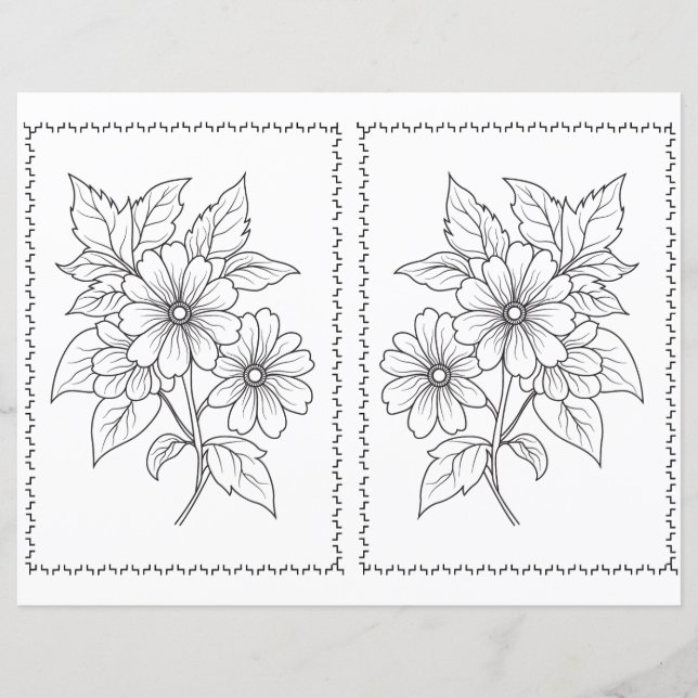 Page de coloriage floral simple mignon élégant (Devant)