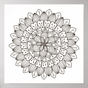 Page de coloriage Flower Power Mandala Poster
