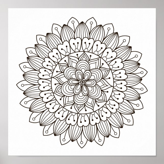 Page de coloriage Flower Power Mandala Poster (Devant)