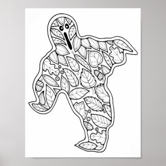Page de coloriage Halloween Ghost Poster d'art