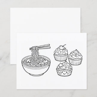 Page de coloriage nourriture nouilles gâteau noir 