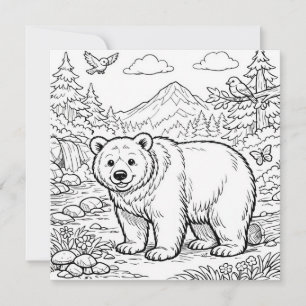 Page de coloriage ours animal noir blanc