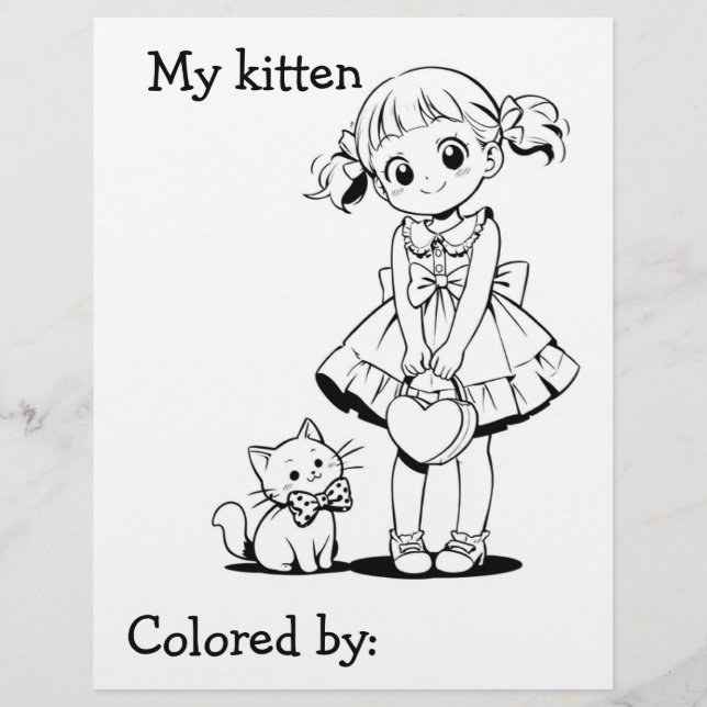 Page de coloriage pour enfants | Anime mon chaton (Devant)