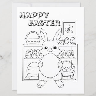 Page de coloriage pour enfants de lapin de Pâques 