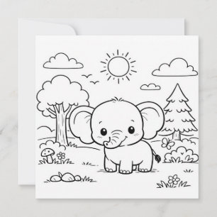 Page de coloriage pour enfants d'éléphant animal