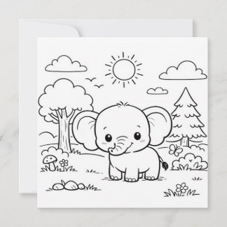 Page de coloriage pour enfants d'éléphant animal 