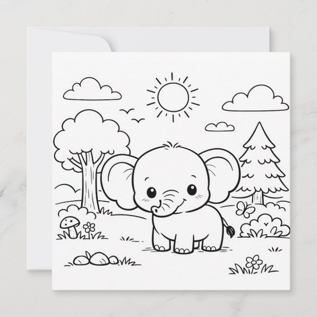 Page de coloriage pour enfants d'éléphant animal  (Devant)
