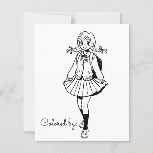 Page de coloriage pour enfants | Fille de l'école  (Devant)