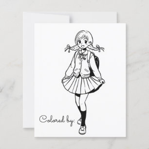 Page de coloriage pour enfants Fille de l'école