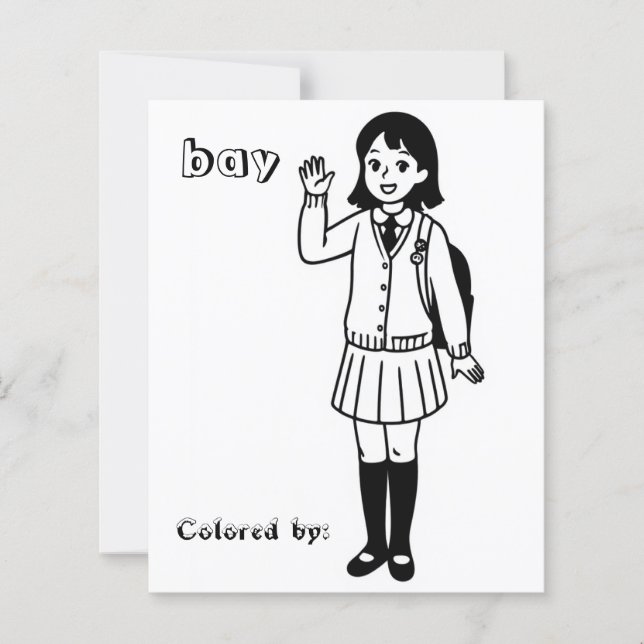 Page de coloriage pour enfants | Fille de l'école  (Devant)