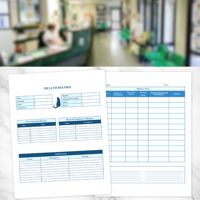 Page de gestion des dossiers de santé de Blue Cat (Créateur téléchargé)