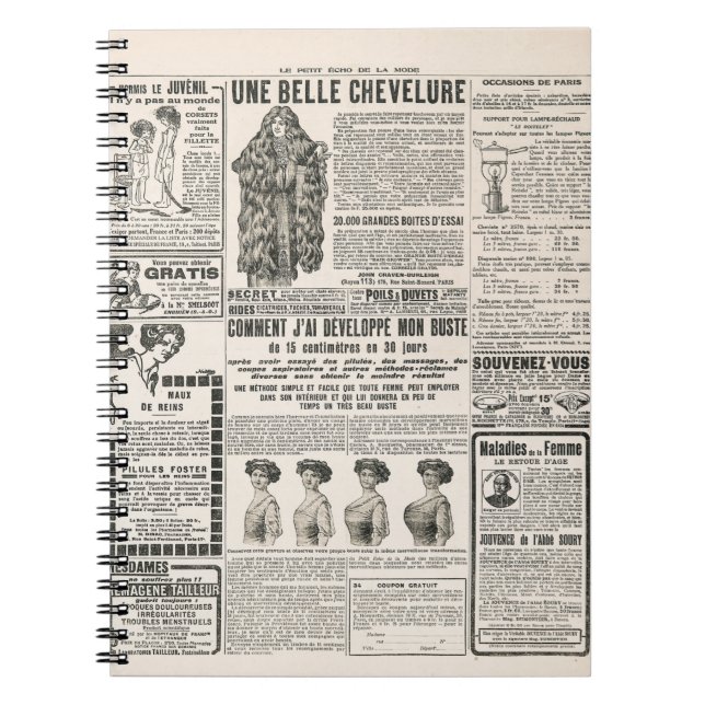 Page de journal avec publicité antique (Devant)