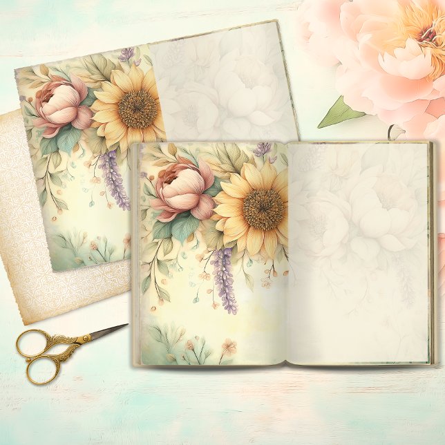 Page de journal intime romantique tournesol et piv (Créateur téléchargé)