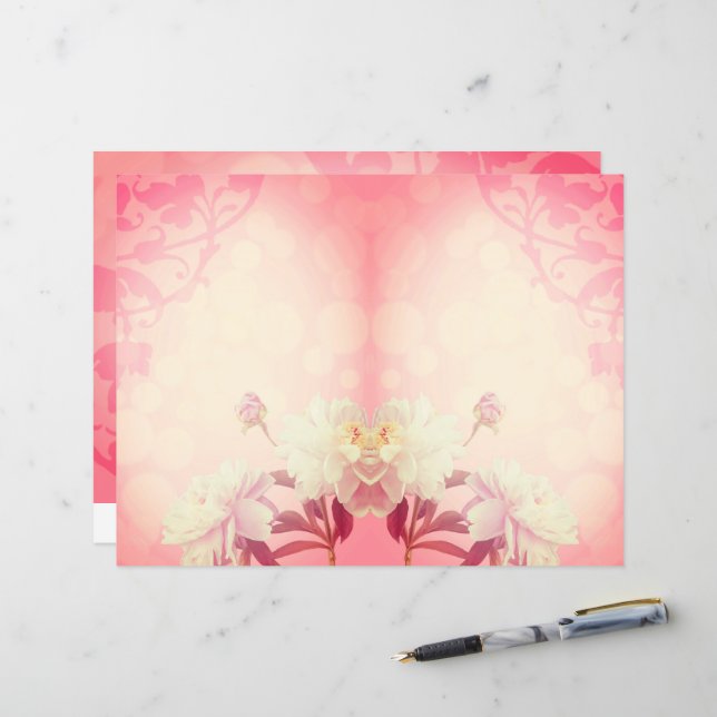 Page de la feuille de la feuille de la Peonies déd (Devant/Arrière en situation)