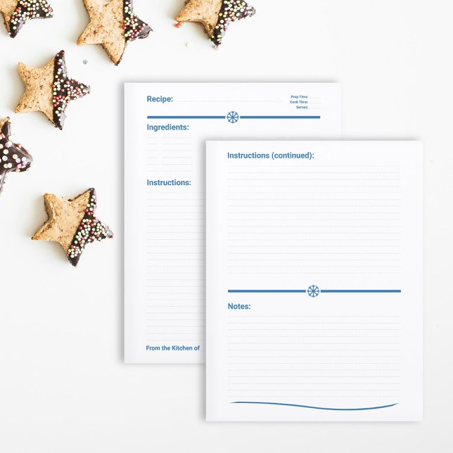 Page de livre de recettes de flocon de neige de No (Christmas Snowflake Recipe Cookbook Page)