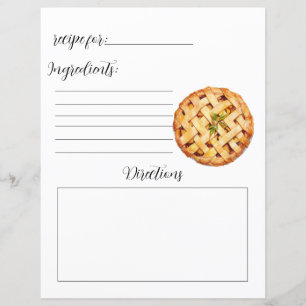 Page de livre de recettes pour tarte