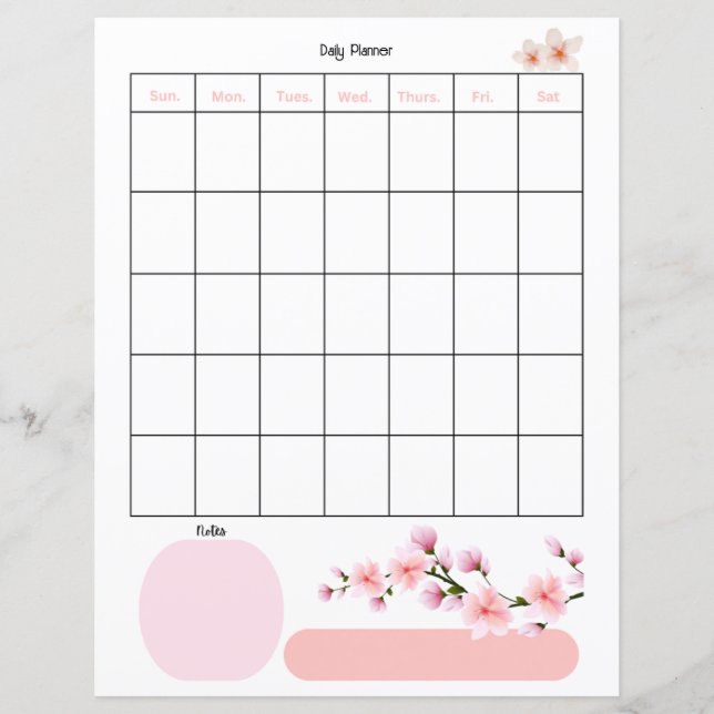 Page de planificateur quotidien Blush Blossoms  (Devant)