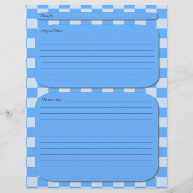 Page de recette à damiers bleu (Devant)