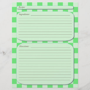 Page de recette à damiers lumière verte