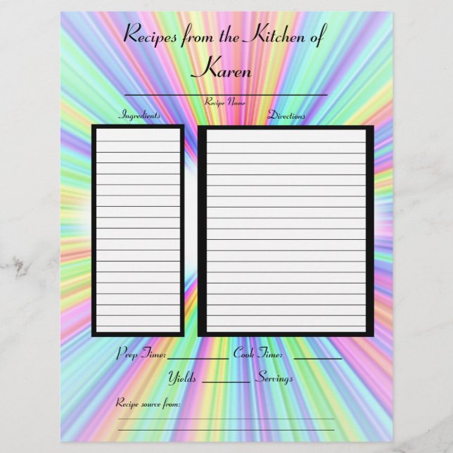 Page de recette Couleurs d'éclatement (Devant)
