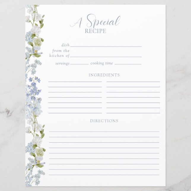 Page de recette Douche Jardin Bleu Dusty Élégant (Devant)