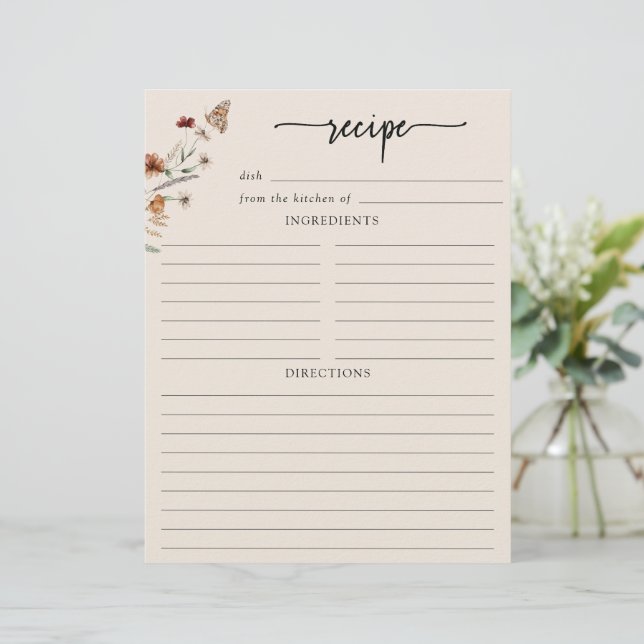 Page de recette florale (Debout devant)