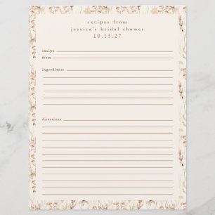 Page de recette personnalisée Boho Rustic Meadow F