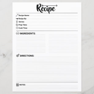 Page de recette vierge minimaliste élégante / Feui