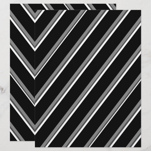 Page de scrapbook à rayures diagonales noir et bla (Devant / Derrière)