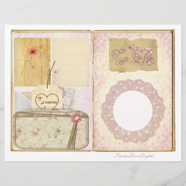 Page de scrapbook Junk Journal de mariage vintage  (Devant)