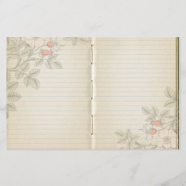 Page demi-journal vintage - Livre de Rose sauvage (Devant)