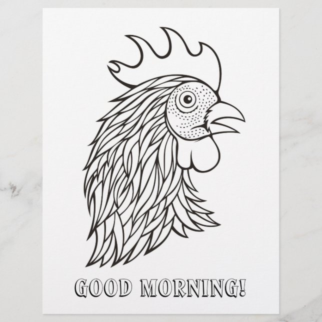 Page du livre de coloriage de la tête du coq (Devant)