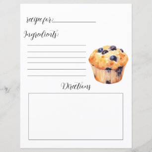 Page du livre de recettes pour muffins bleuets